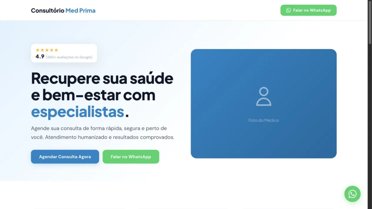 Miniatura de exemplo de site para consultório médico