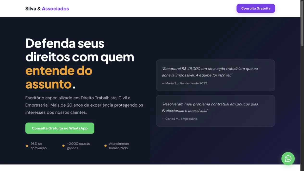 Miniatura de exemplo de site para escritório de advocacia